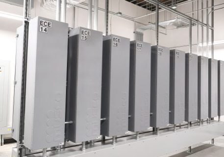 Modern electrical control panels used for industrial automation and electrical distribution.